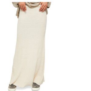 Free People Cream Midi Skirt